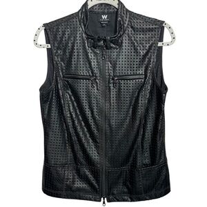 W by Worth Faux Leather Zip black Vest